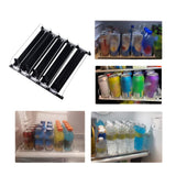Drink Organizer for Fridge Spring Loaded Adjustable Push Rod Slide Rail Soda Can Dispenser for Beer Beverages 38cm Black - Extra Image
