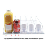 Drink Organizer for Fridge Spring Loaded Adjustable Push Rod Slide Rail Soda Can Dispenser for Beer Beverages 38cm Black - Extra Image