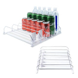 Drink Organizer for Fridge Spring Loaded Adjustable Push Rod Slide Rail Soda Can Dispenser for Beer Beverages 38cm White