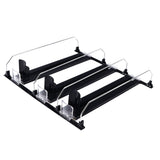 38cm Drink Organizer for Fridge Automatic Pusher Glide 12oz 16oz 20oz Soda Dispenser for Fridge Width Adjustable E Shaped 38cm Black