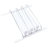 38cm Drink Organizer for Fridge Automatic Pusher Glide 12oz 16oz 20oz Soda Dispenser for Fridge Width Adjustable E Shaped 38cm White
