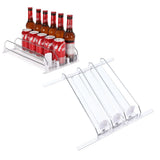 38cm Drink Organizer for Fridge Automatic Pusher Glide 12oz 16oz 20oz Soda Dispenser for Fridge Width Adjustable E Shaped 38cm White