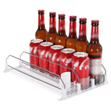 38cm Drink Organizer for Fridge Automatic Pusher Glide 12oz 16oz 20oz Soda Dispenser for Fridge Width Adjustable E Shaped 38cm White - Extra Image
