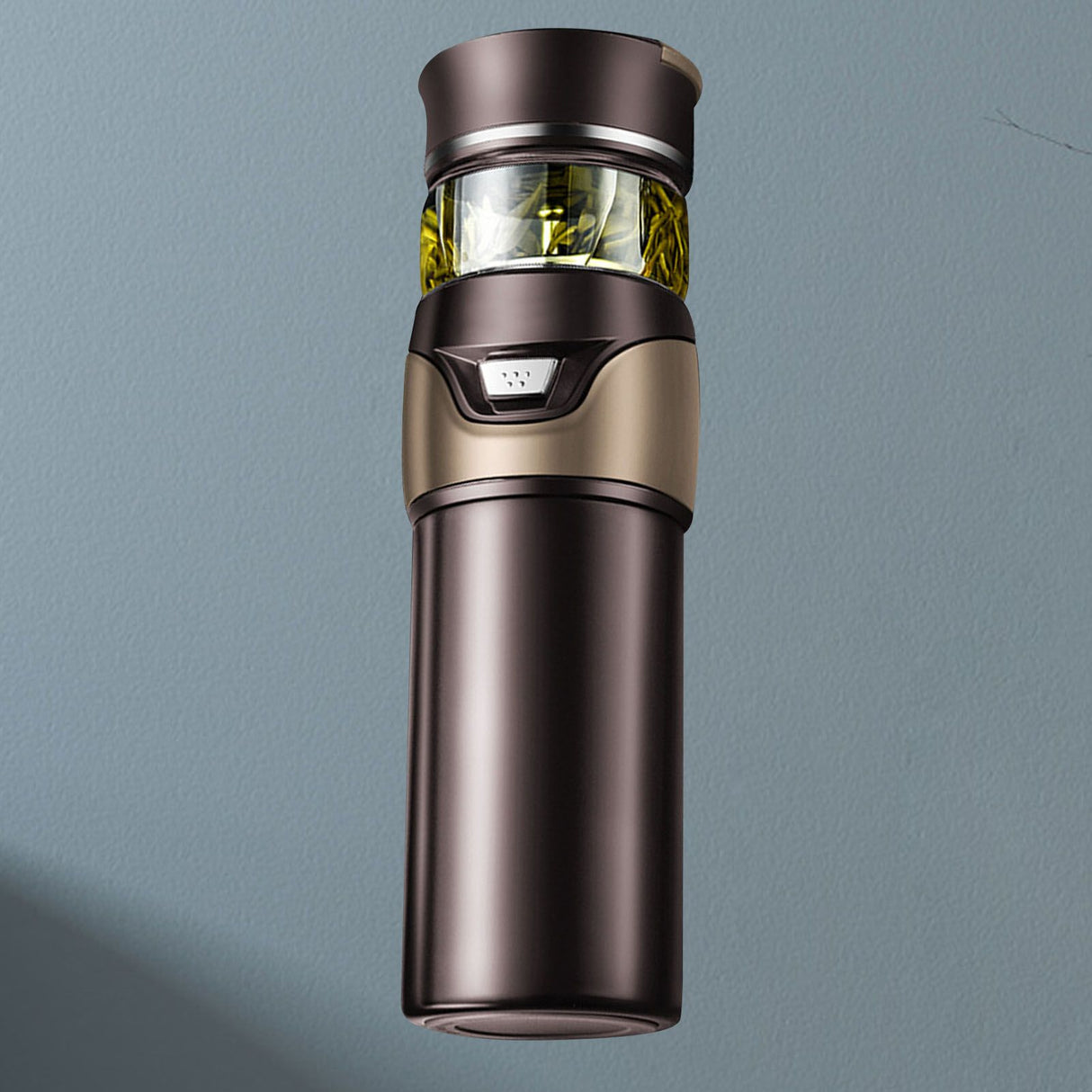 Tea Bottle with Infuser Tea Tumbler Stainless Steel Double Layer Insulated Cup for Men Daily Office Home Brown