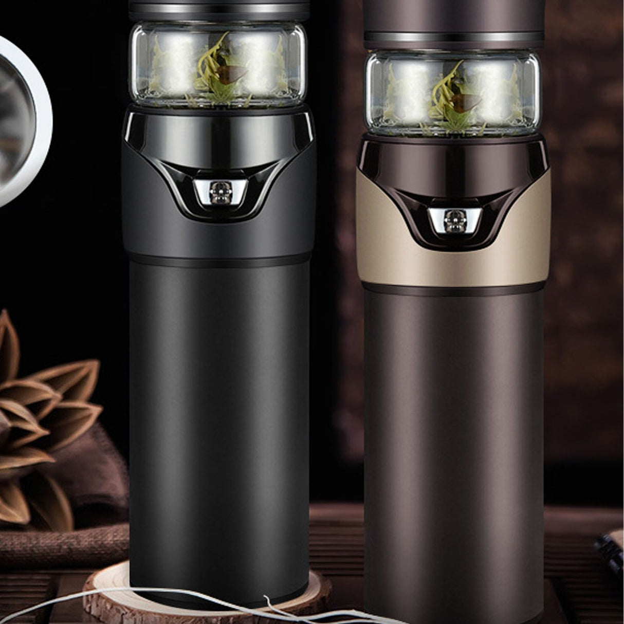 Tea Bottle with Infuser Tea Tumbler Stainless Steel Double Layer Insulated Cup for Men Daily Office Home Brown