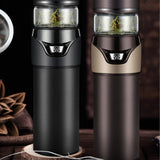 Tea Bottle with Infuser Tea Tumbler Stainless Steel Double Layer Insulated Cup for Men Daily Office Home Brown - Extra Image