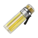 Glass Transparent Tea Bottle Portable Tea Water Bottle Tea and Water Separation Bottle Steel Color