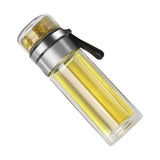 Glass Transparent Tea Bottle Portable Tea Water Bottle Tea and Water Separation Bottle Steel Color