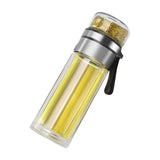 Glass Transparent Tea Bottle Portable Tea Water Bottle Tea and Water Separation Bottle Steel Color