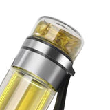 Glass Transparent Tea Bottle Portable Tea Water Bottle Tea and Water Separation Bottle Steel Color