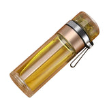 Glass Transparent Tea Bottle Portable Tea Water Bottle Tea and Water Separation Bottle Gold