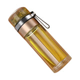 Glass Transparent Tea Bottle Portable Tea Water Bottle Tea and Water Separation Bottle Gold