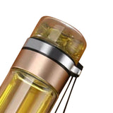 Glass Transparent Tea Bottle Portable Tea Water Bottle Tea and Water Separation Bottle Gold - Close-Up Angle