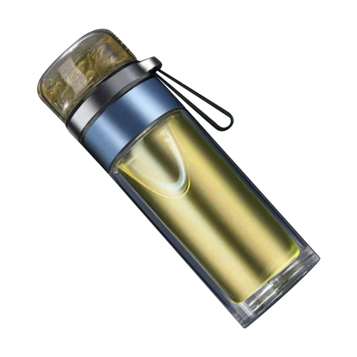 Glass Transparent Tea Bottle Portable Tea Water Bottle Tea and Water Separation Bottle Blue