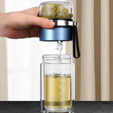 Glass Transparent Tea Bottle Portable Tea Water Bottle Tea and Water Separation Bottle Blue - Extra Image