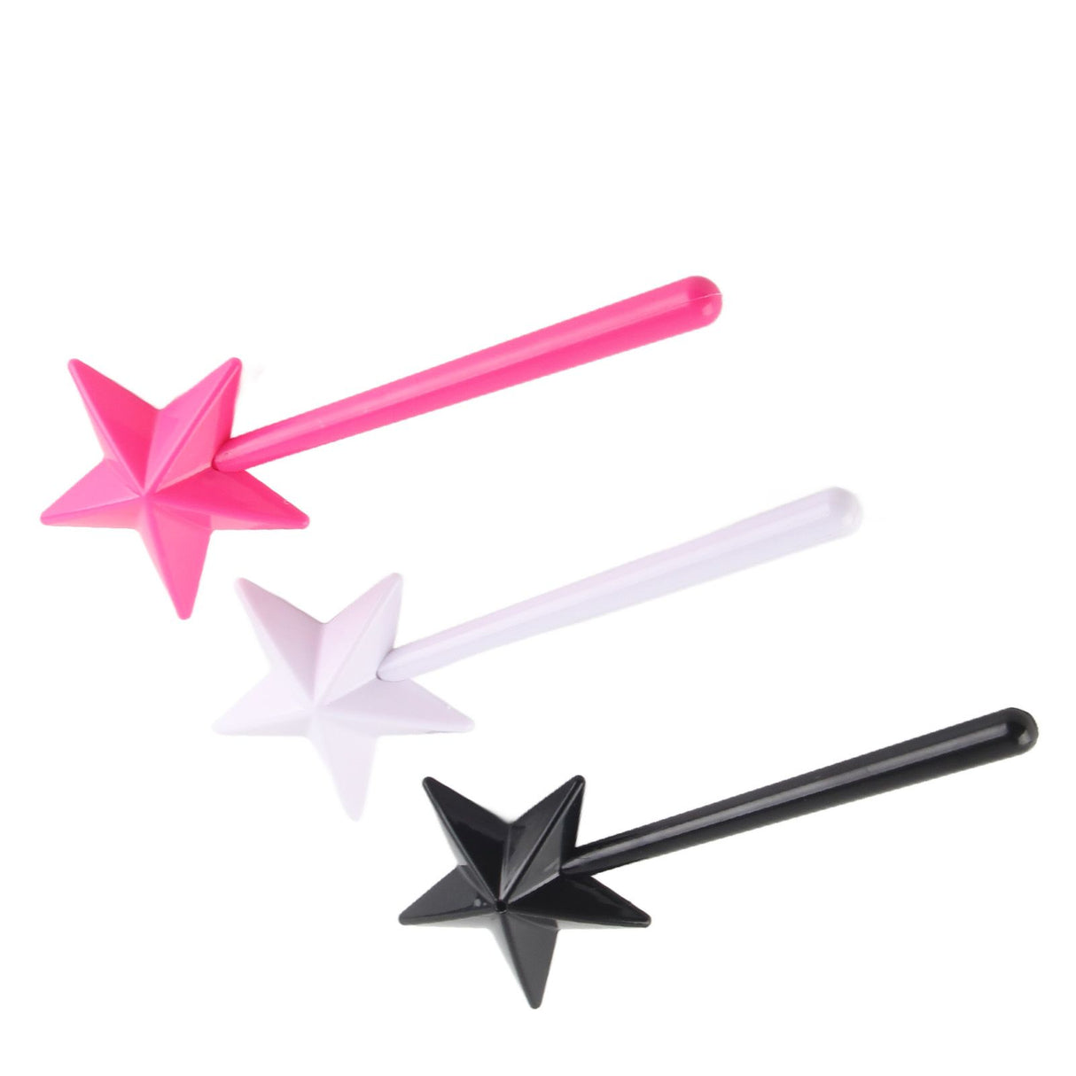 3Pcs Magical Salt Pepper Shakers Star Shaped Magic Wand Salt Pepper Shakers Magic Stick Refillable Seasonings Spices Dispenser Pink Black White