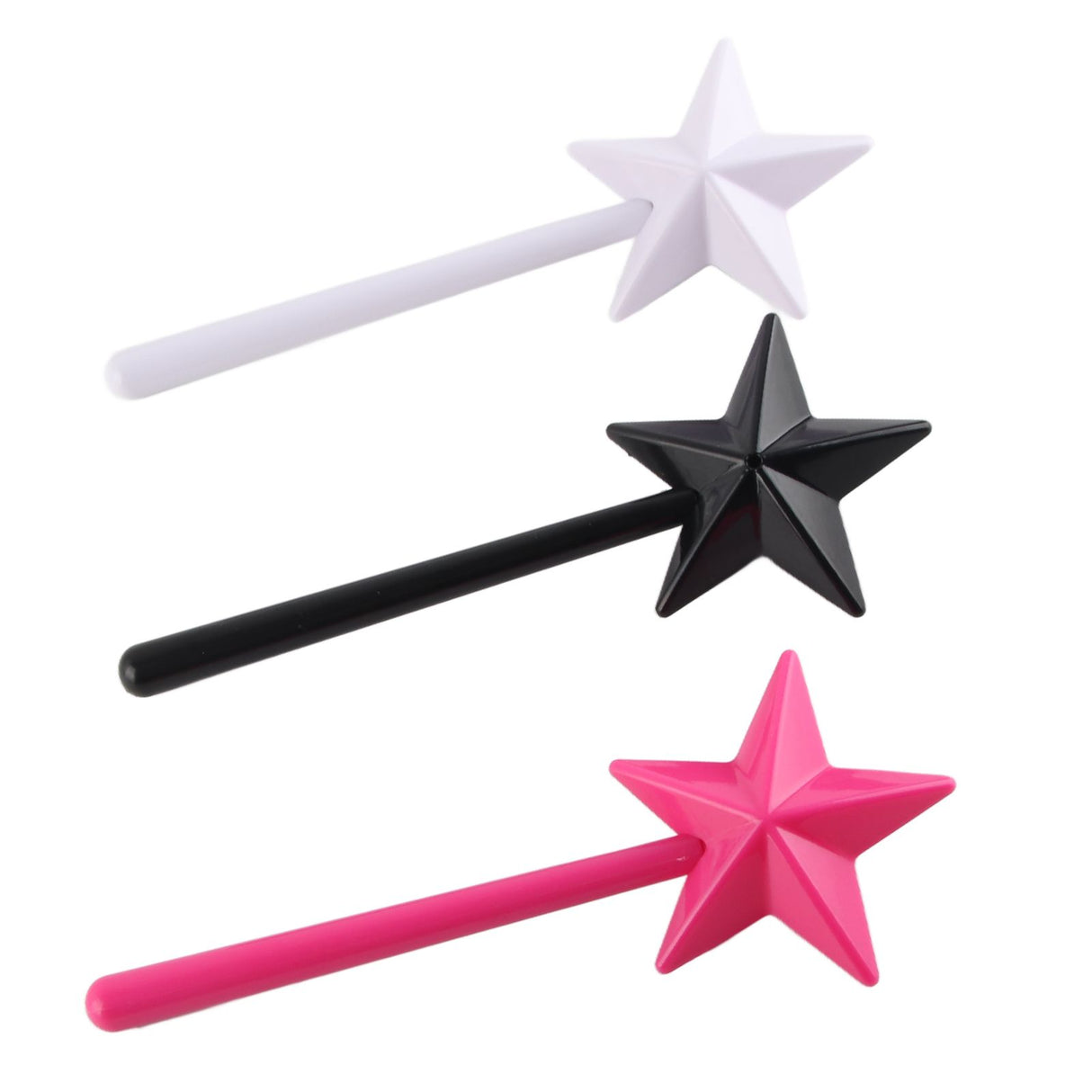 3Pcs Magical Salt Pepper Shakers Star Shaped Magic Wand Salt Pepper Shakers Magic Stick Refillable Seasonings Spices Dispenser Pink Black White