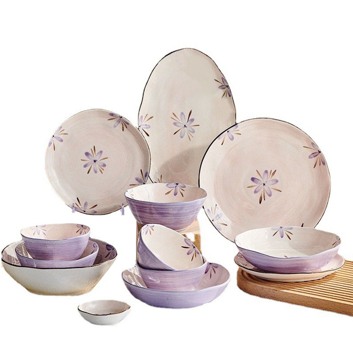 5in Beautiful Ceramic Bowl Purple Exquisite Ceramic Soup Bowls for Salad Pasta Rice Dessert