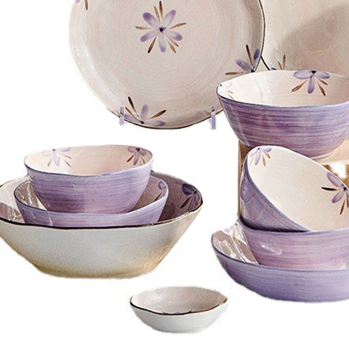 5in Beautiful Ceramic Bowl Purple Exquisite Ceramic Soup Bowls for Salad Pasta Rice Dessert