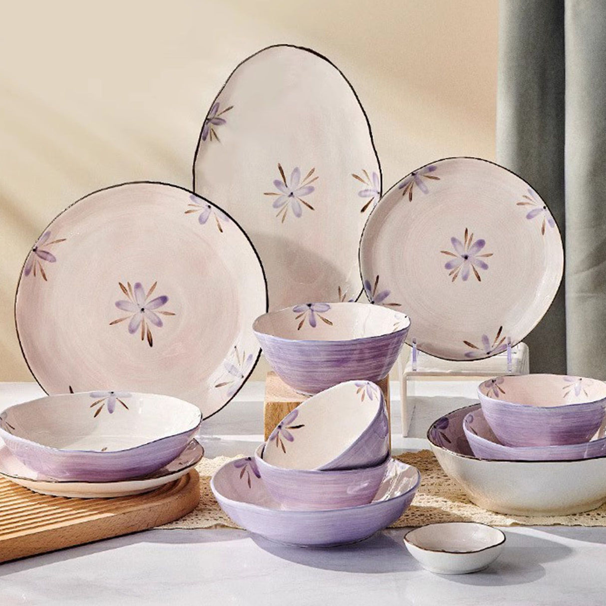 5in Beautiful Ceramic Bowl Purple Exquisite Ceramic Soup Bowls for Salad Pasta Rice Dessert