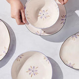 5in Beautiful Ceramic Bowl Purple Exquisite Ceramic Soup Bowls for Salad Pasta Rice Dessert