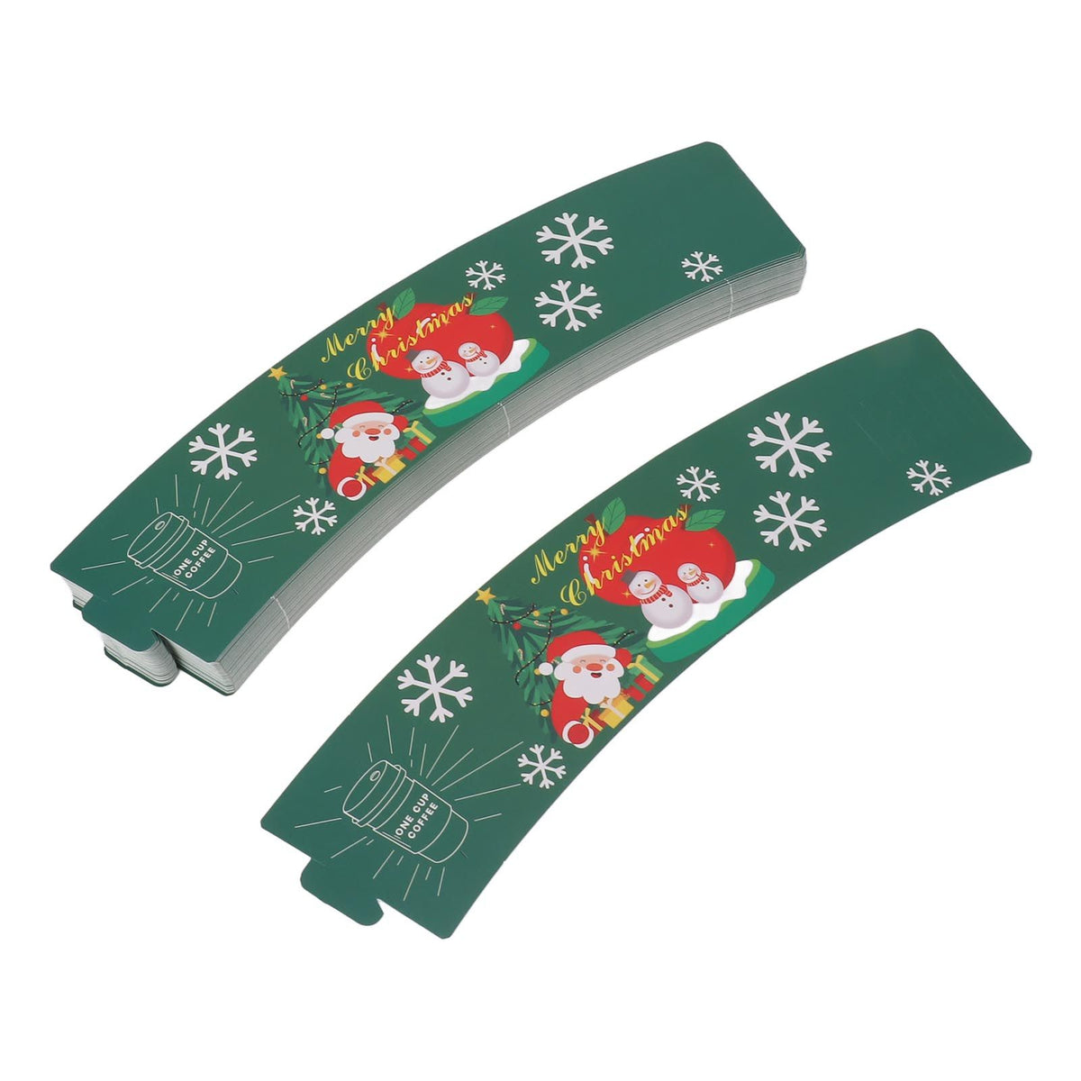 50PCS Coffee Cup Sleeves Disposable Paper Cup Sleeves Hot Drink Holder for Halloween Christmas Chocolate Cold Beverage Green