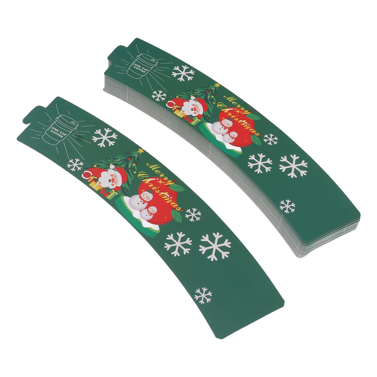 50PCS Coffee Cup Sleeves Disposable Paper Cup Sleeves Hot Drink Holder for Halloween Christmas Chocolate Cold Beverage Green