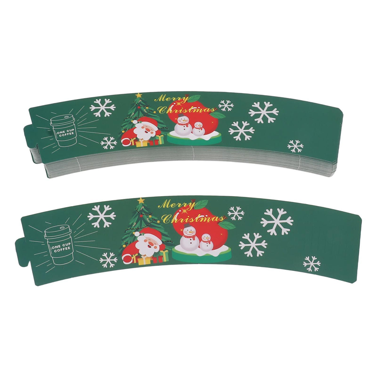 50PCS Coffee Cup Sleeves Disposable Paper Cup Sleeves Hot Drink Holder for Halloween Christmas Chocolate Cold Beverage Green