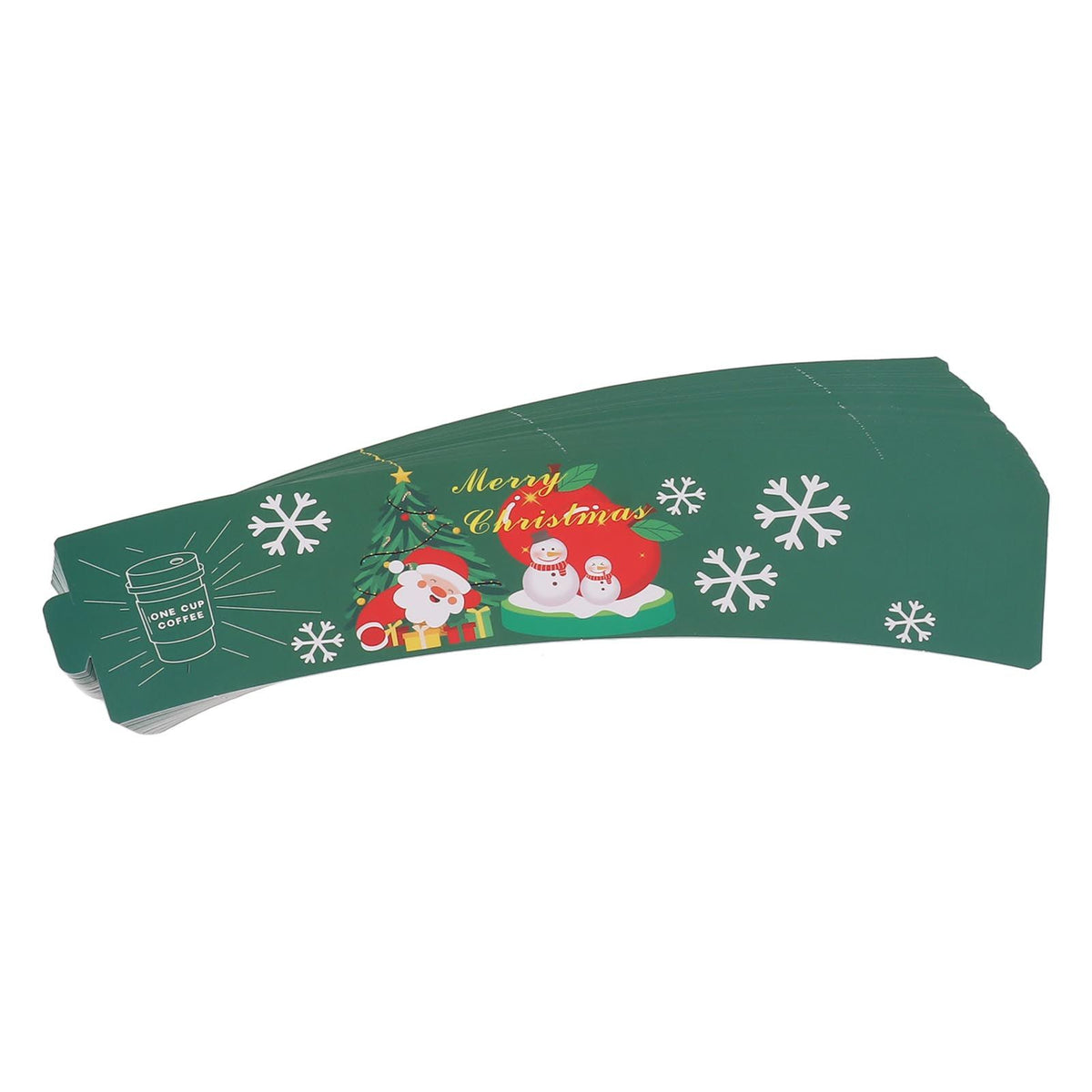 50PCS Coffee Cup Sleeves Disposable Paper Cup Sleeves Hot Drink Holder for Halloween Christmas Chocolate Cold Beverage Green