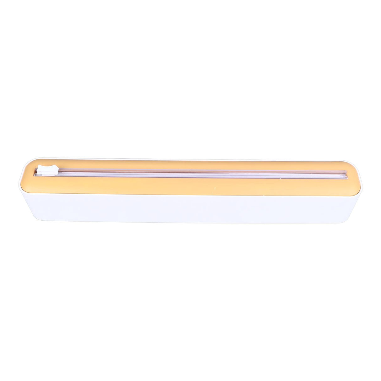 Reusable Cling Film Dispenser Magnetic Refillable Plastic Wrap Dispenser with Cutter Magnetic Stripe White Yellow