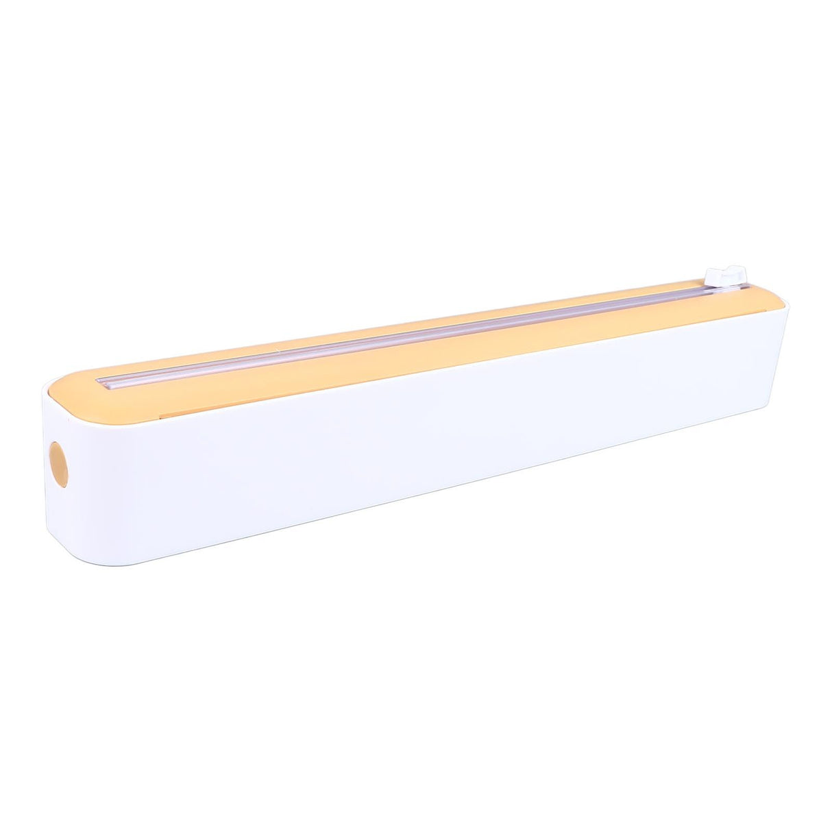 Reusable Cling Film Dispenser Magnetic Refillable Plastic Wrap Dispenser with Cutter Magnetic Stripe White Yellow