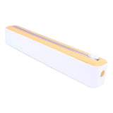 Reusable Cling Film Dispenser Magnetic Refillable Plastic Wrap Dispenser with Cutter Magnetic Stripe White Yellow