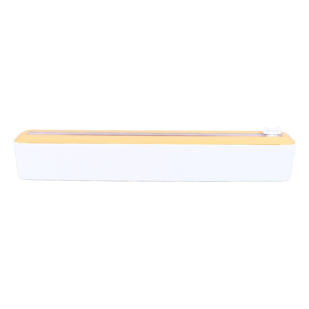 Reusable Cling Film Dispenser Magnetic Refillable Plastic Wrap Dispenser with Cutter Magnetic Stripe White Yellow