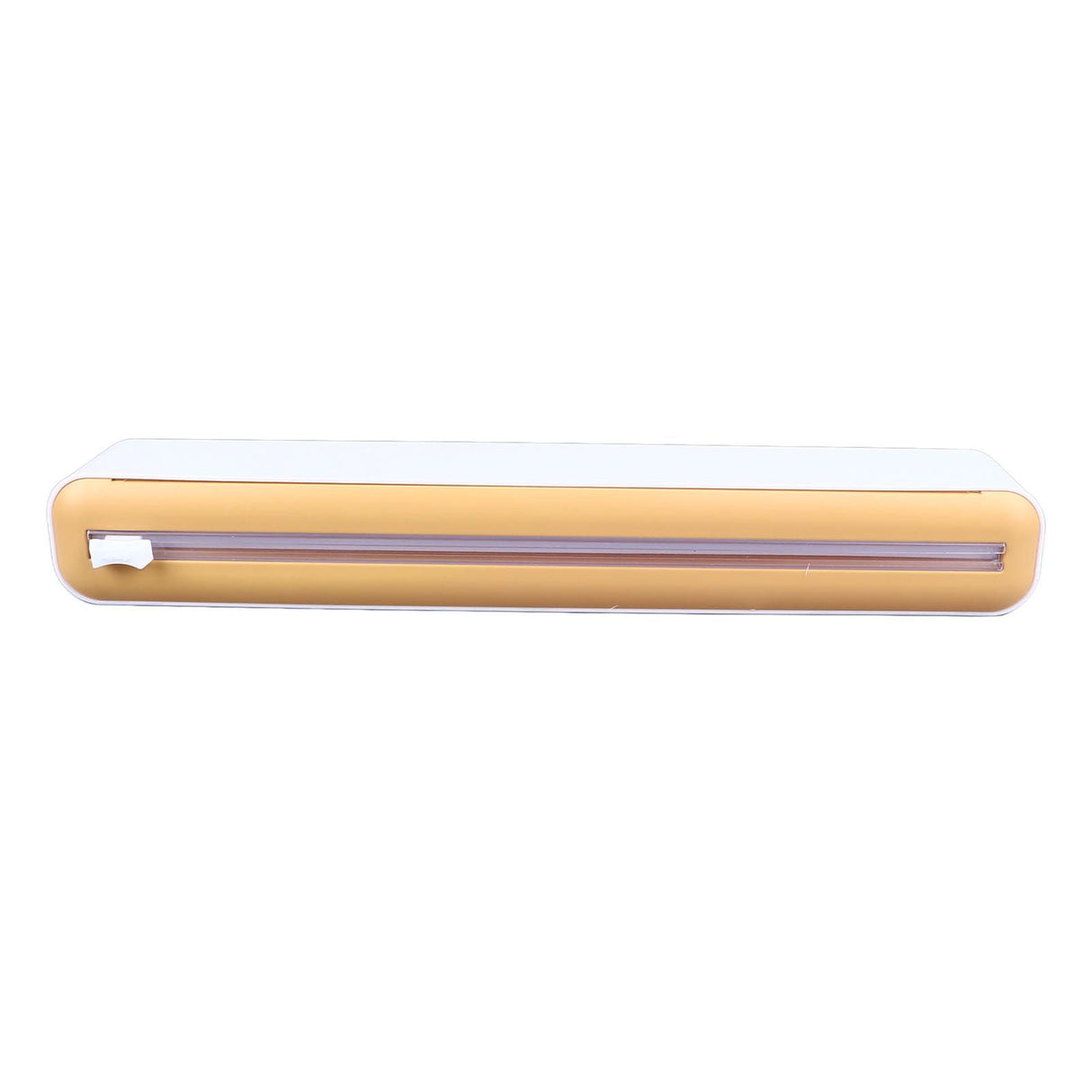 Reusable Cling Film Dispenser Magnetic Refillable Plastic Wrap Dispenser with Cutter Magnetic Stripe White Yellow