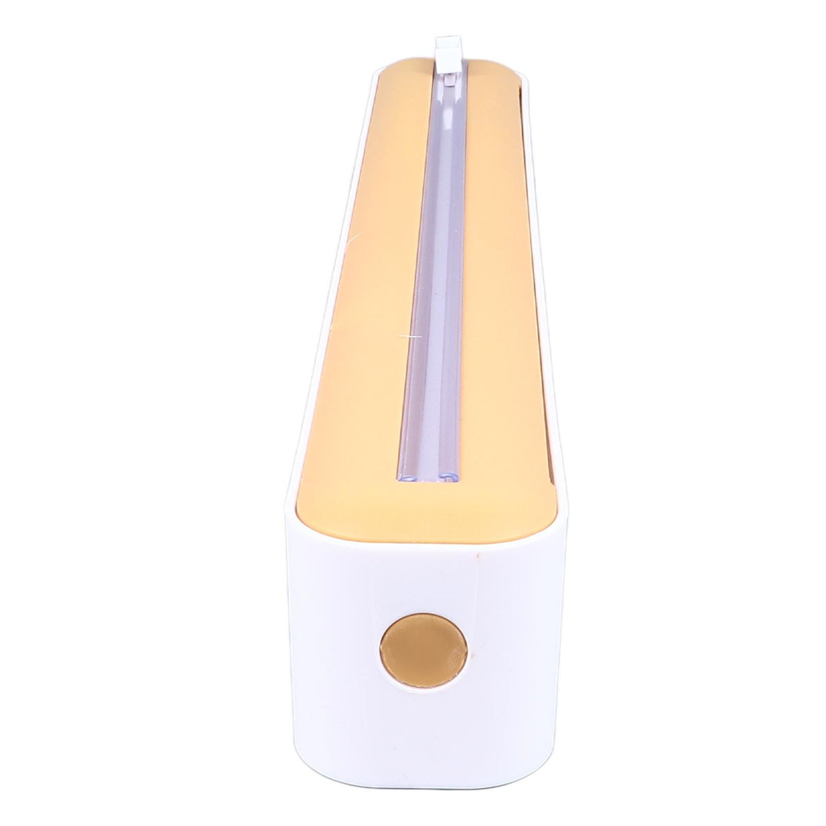 Reusable Cling Film Dispenser Magnetic Refillable Plastic Wrap Dispenser with Cutter Magnetic Stripe White Yellow