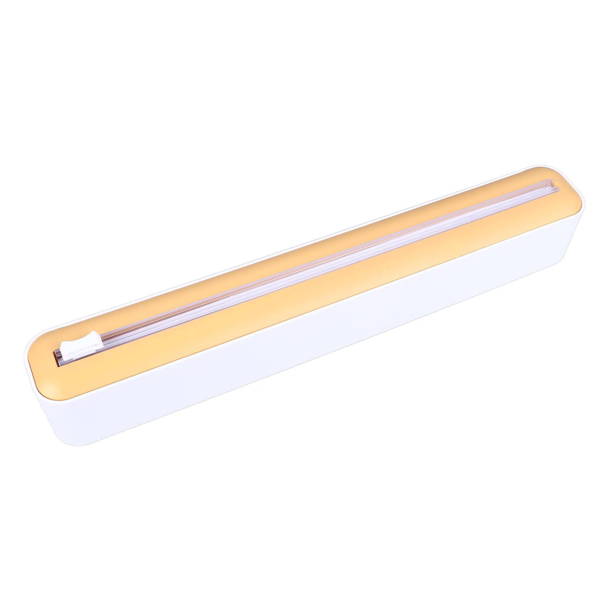 Reusable Cling Film Dispenser Magnetic Refillable Plastic Wrap Dispenser with Cutter Magnetic Stripe White Yellow