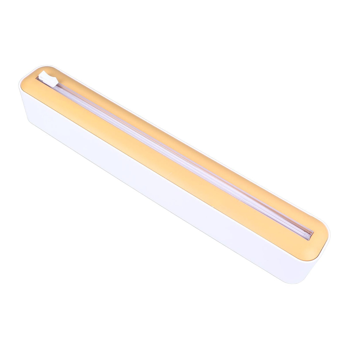 Reusable Cling Film Dispenser Magnetic Refillable Plastic Wrap Dispenser with Cutter Magnetic Stripe White Yellow