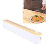 Reusable Cling Film Dispenser Magnetic Refillable Plastic Wrap Dispenser with Cutter Magnetic Stripe White Yellow