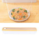 Reusable Cling Film Dispenser Magnetic Refillable Plastic Wrap Dispenser with Cutter Magnetic Stripe White Yellow