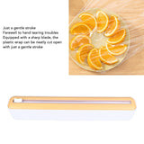 Reusable Cling Film Dispenser Magnetic Refillable Plastic Wrap Dispenser with Cutter Magnetic Stripe White Yellow