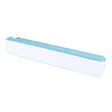Reusable Cling Film Dispenser Magnetic Refillable Plastic Wrap Dispenser with Cutter Magnetic Stripe White Green - Front View