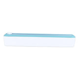 Reusable Cling Film Dispenser Magnetic Refillable Plastic Wrap Dispenser with Cutter Magnetic Stripe White Green - Side View
