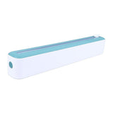 Reusable Cling Film Dispenser Magnetic Refillable Plastic Wrap Dispenser with Cutter Magnetic Stripe White Green