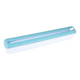 Reusable Cling Film Dispenser Magnetic Refillable Plastic Wrap Dispenser with Cutter Magnetic Stripe White Green - Rear View