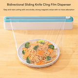 Reusable Cling Film Dispenser Magnetic Refillable Plastic Wrap Dispenser with Cutter Magnetic Stripe White Green - Extra Image
