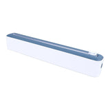 Reusable Cling Film Dispenser Magnetic Refillable Plastic Wrap Dispenser with Cutter Magnetic Stripe White Blue