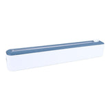 Reusable Cling Film Dispenser Magnetic Refillable Plastic Wrap Dispenser with Cutter Magnetic Stripe White Blue - Side View