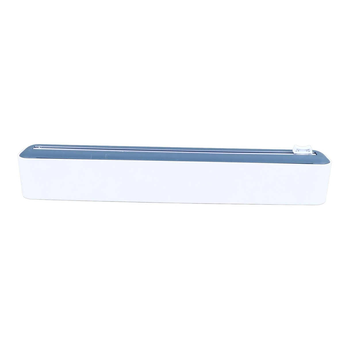 Reusable Cling Film Dispenser Magnetic Refillable Plastic Wrap Dispenser with Cutter Magnetic Stripe White Blue