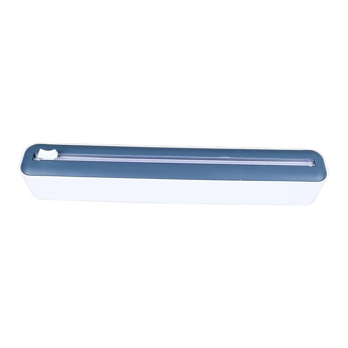Reusable Cling Film Dispenser Magnetic Refillable Plastic Wrap Dispenser with Cutter Magnetic Stripe White Blue