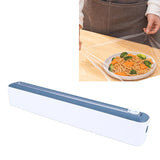 Reusable Cling Film Dispenser Magnetic Refillable Plastic Wrap Dispenser with Cutter Magnetic Stripe White Blue - Extra Image